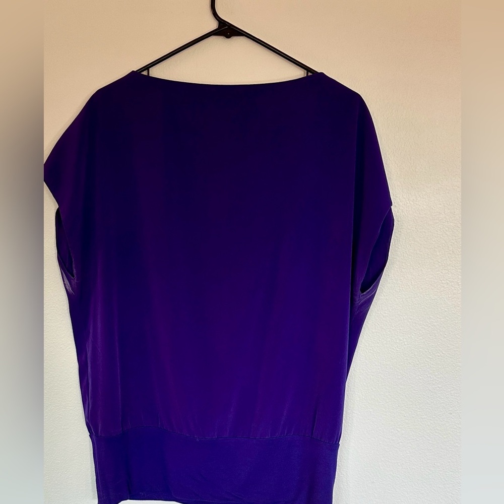Express Women's Purple Short Sleeve Blouson Top - Picture 11 of 11